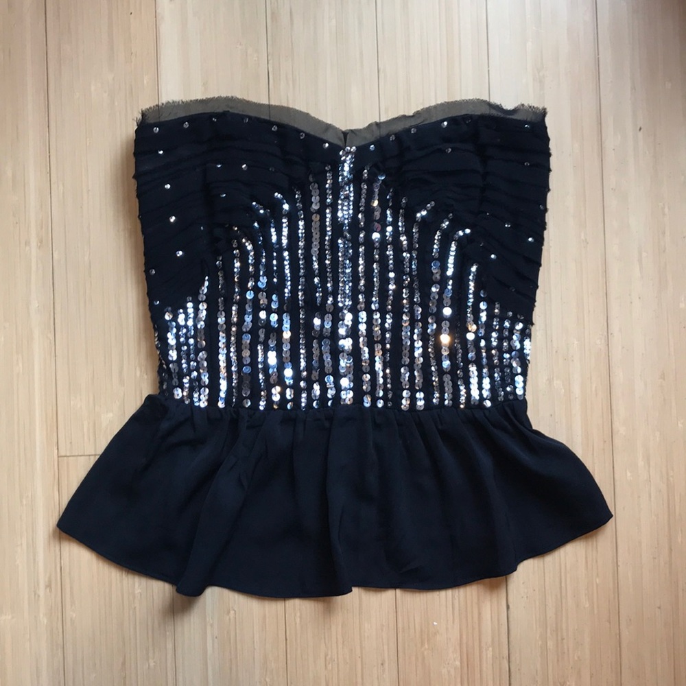 Greylin Black Sequin Peplum Top